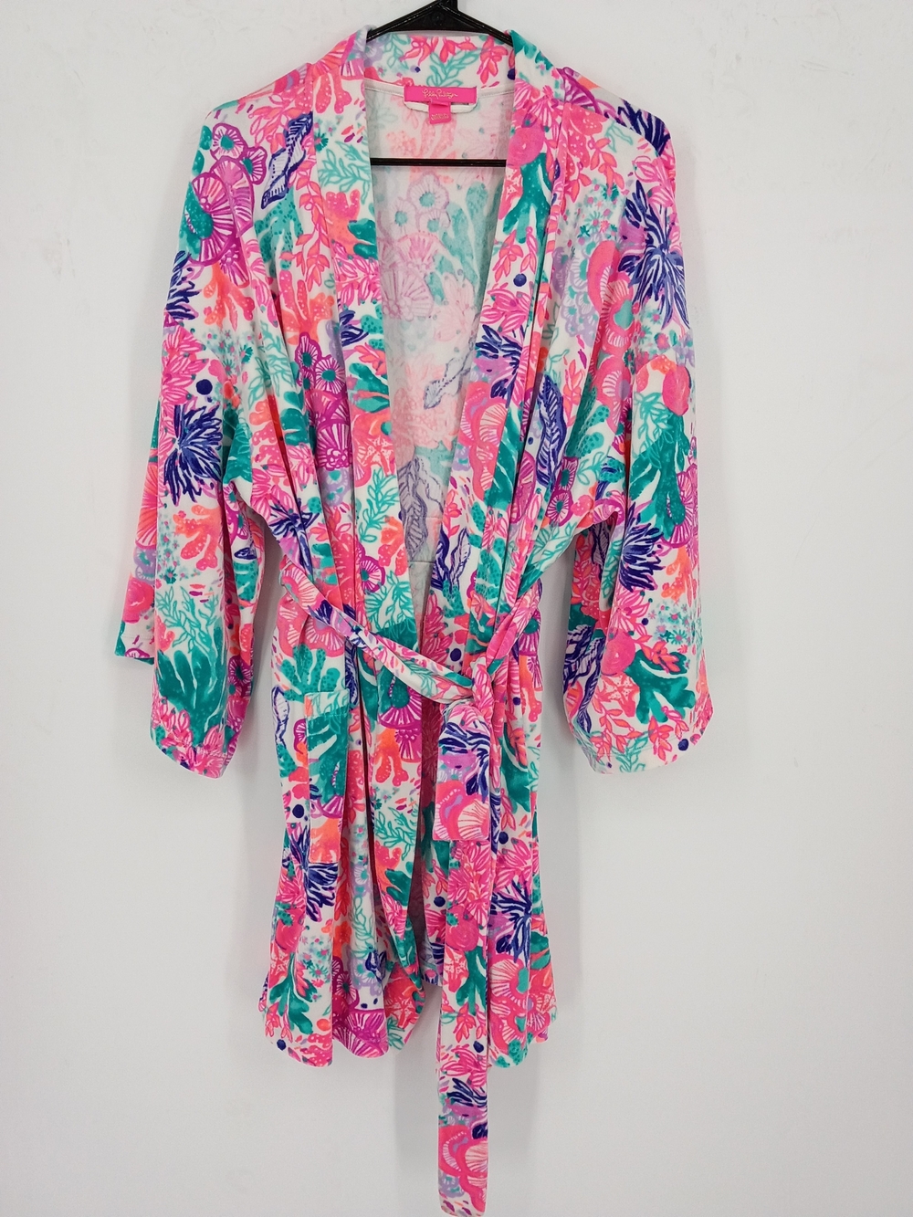 Lilly Pulitzer Velour Robe "Bringing Mermaid Back" Floral Kimono Robe XXL